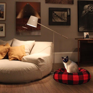 Animooos PBBX800 Lit pour Animaux de Compagnie Circulaire, 48X48X15CM, Motif à Carreaux Buffalo - Simple Boutique