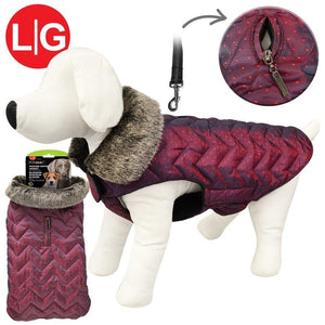 Animooos PCL832L Veste Aviateur Chien, Couleur Cerise Foncée, Grandeur Large - Simple Boutique