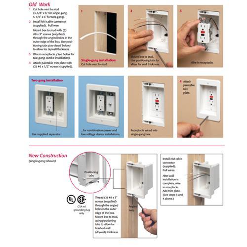 Arlington DVFR2W Boite Murale Double pour câble et prise de courrant Blanche - Simple Boutique