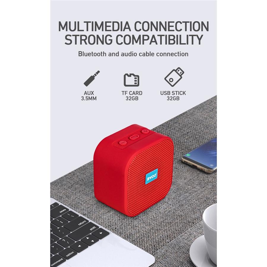 BWOO BS-54B Haut-parleur Bluetooth 5.0 Étanche Portable Avec Cartes TF, AUX, USB, FM Noir - Simple Boutique