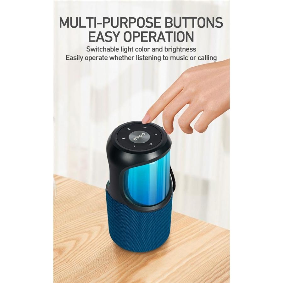 BWOO BS-60 Haut-Parleur Bluetooth 5.0 Compatible WAV, MP3, WMA, FLC, APE avec AUX Bleu - Simple Boutique