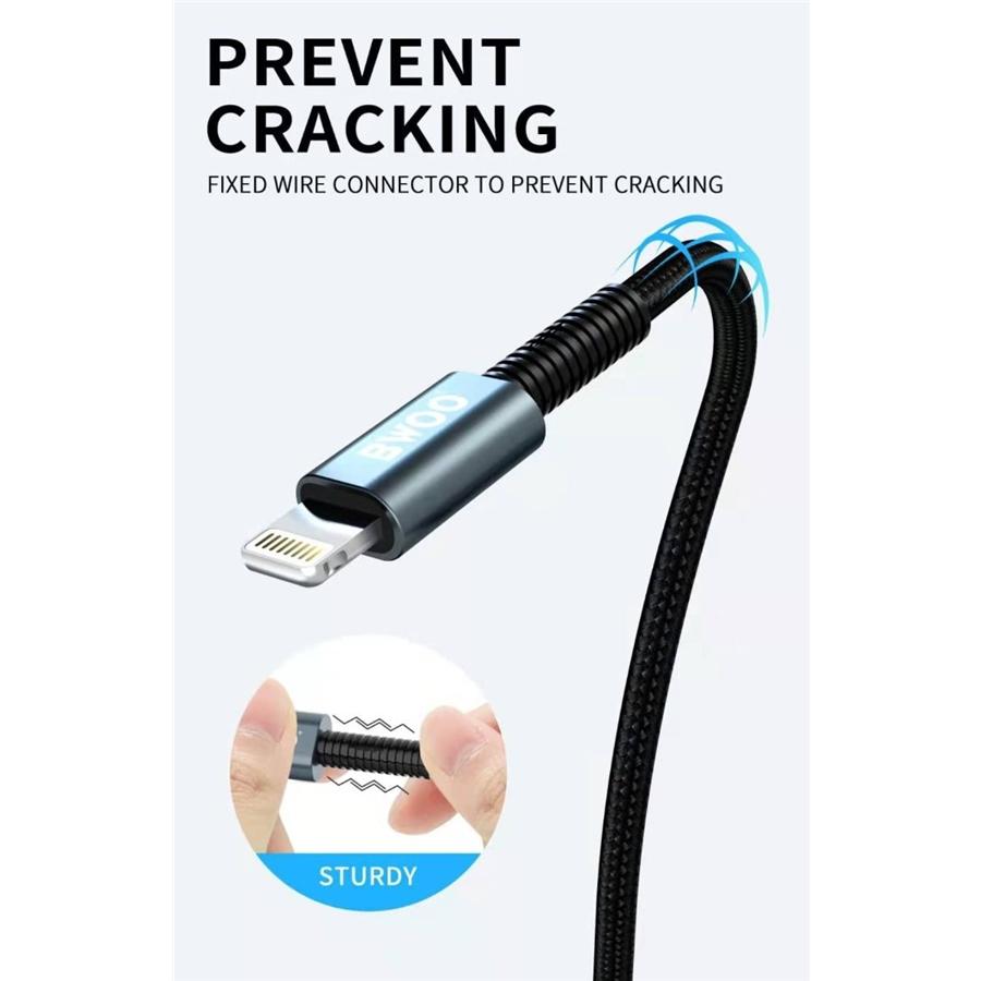 BWOO - Câble USB à Lightning, Longeur de 1 Mètre, Nylon Tressé et Coque en Alliage d'aluminium, Noir - Simple Boutique