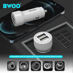 BWOO - Chargeur de Voiture avec 2 Ports USB, 12-24V, Sortie 18W + 5V 2.4A, Blanc - Simple Boutique