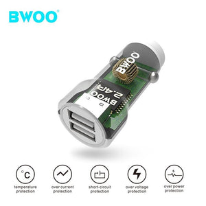 BWOO - Chargeur de Voiture avec 2 Ports USB, 12-24V, Sortie 18W + 5V 2.4A, Blanc - Simple Boutique