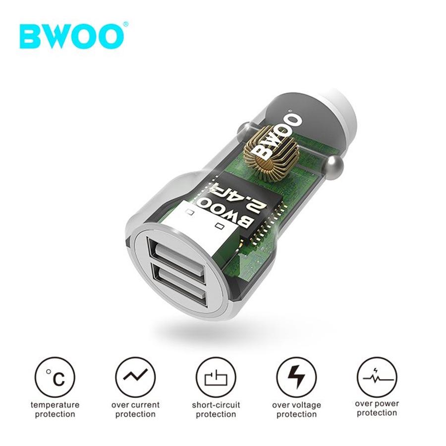 BWOO - Chargeur de Voiture avec 2 Ports USB, 12-24V, Sortie 18W + 5V 2.4A, Blanc - Simple Boutique