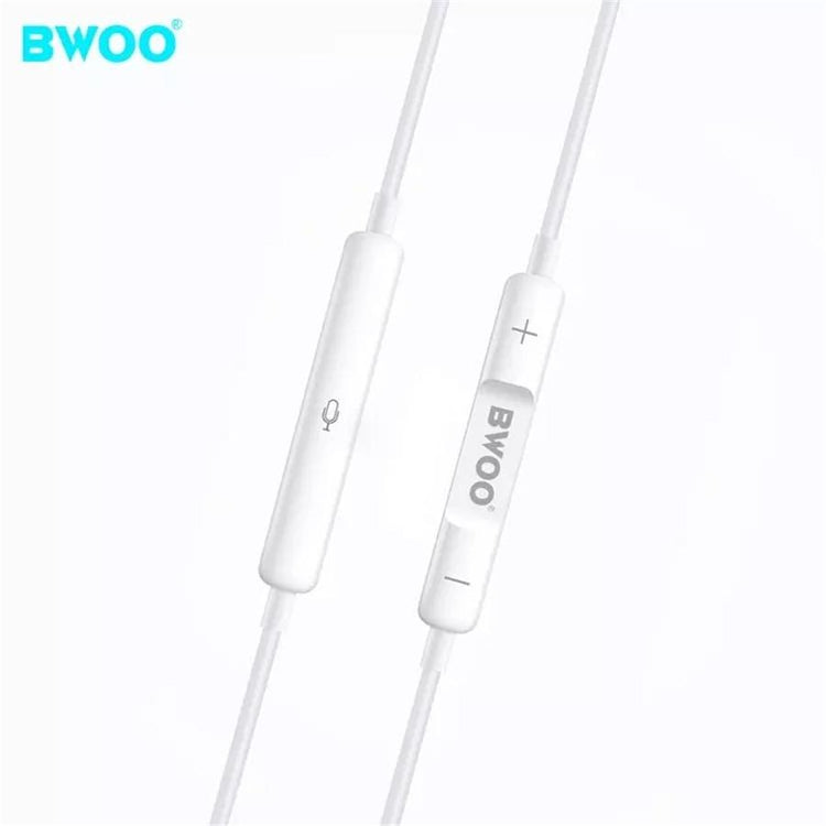 BWOO - Écouteurs Stéréo Intra-Auriculaires, Connecteur 3.5mm, Câble de 1.2M avec Télécommande et Microphone, Blanc - Simple Boutique