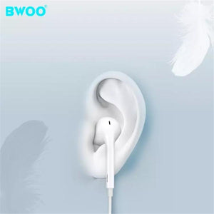 BWOO - Écouteurs Stéréo Intra-Auriculaires, Connecteur 3.5mm, Câble de 1.2M avec Télécommande et Microphone, Blanc - Simple Boutique