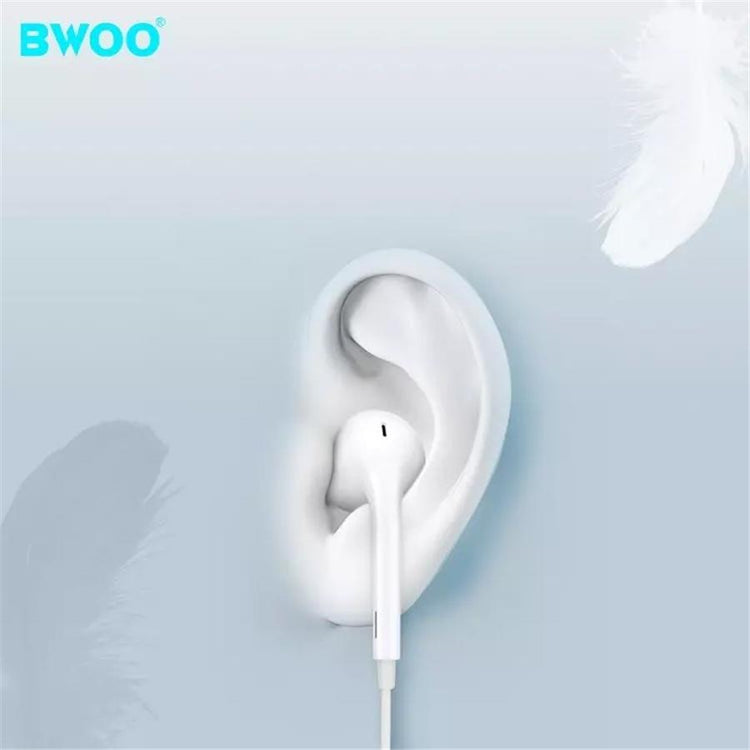 BWOO - Écouteurs Stéréo Intra-Auriculaires, Connecteur 3.5mm, Câble de 1.2M avec Télécommande et Microphone, Blanc - Simple Boutique