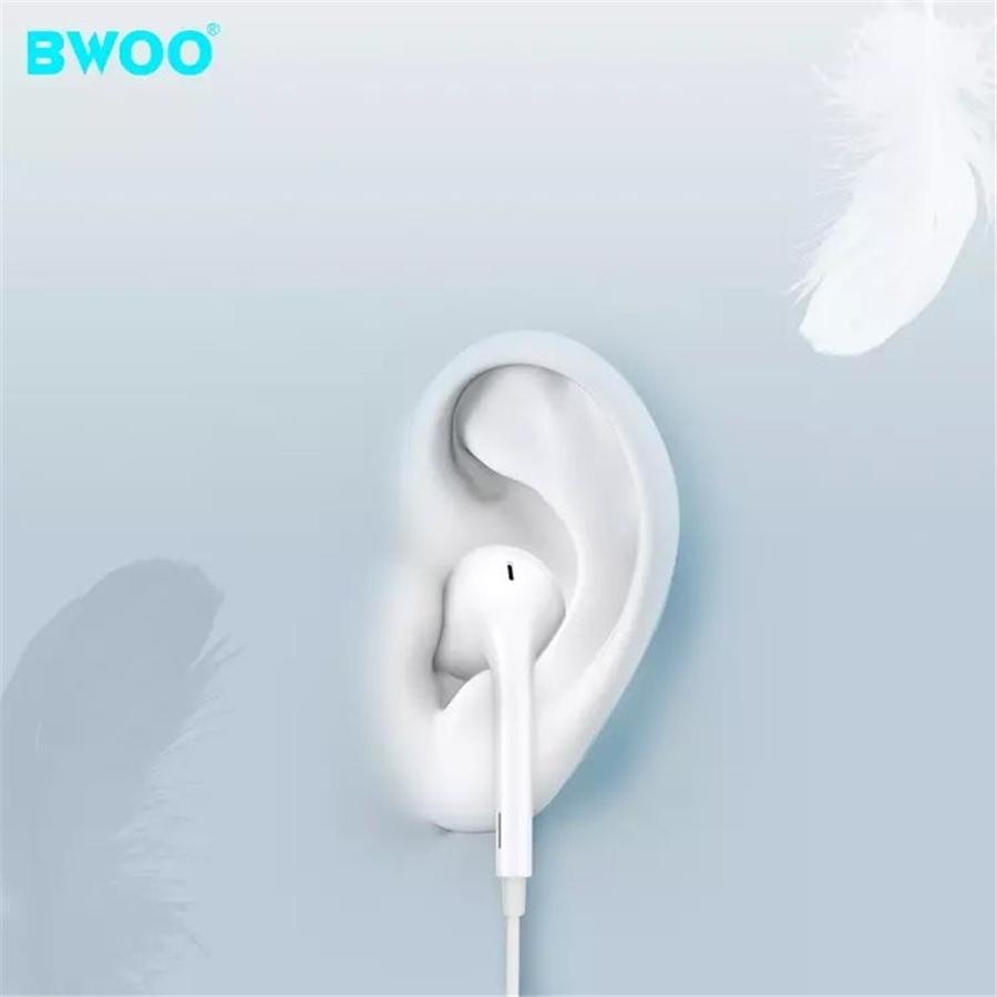 BWOO - Écouteurs Stéréo Intra-Auriculaires, Connecteur 3.5mm, Câble de 1.2M avec Télécommande et Microphone, Blanc - Simple Boutique