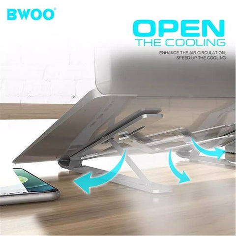 BWOO - Support pour Ordinateur Portable en Alliage d'aluminium, Pliable, Poids Maximum 40kg, Argenté