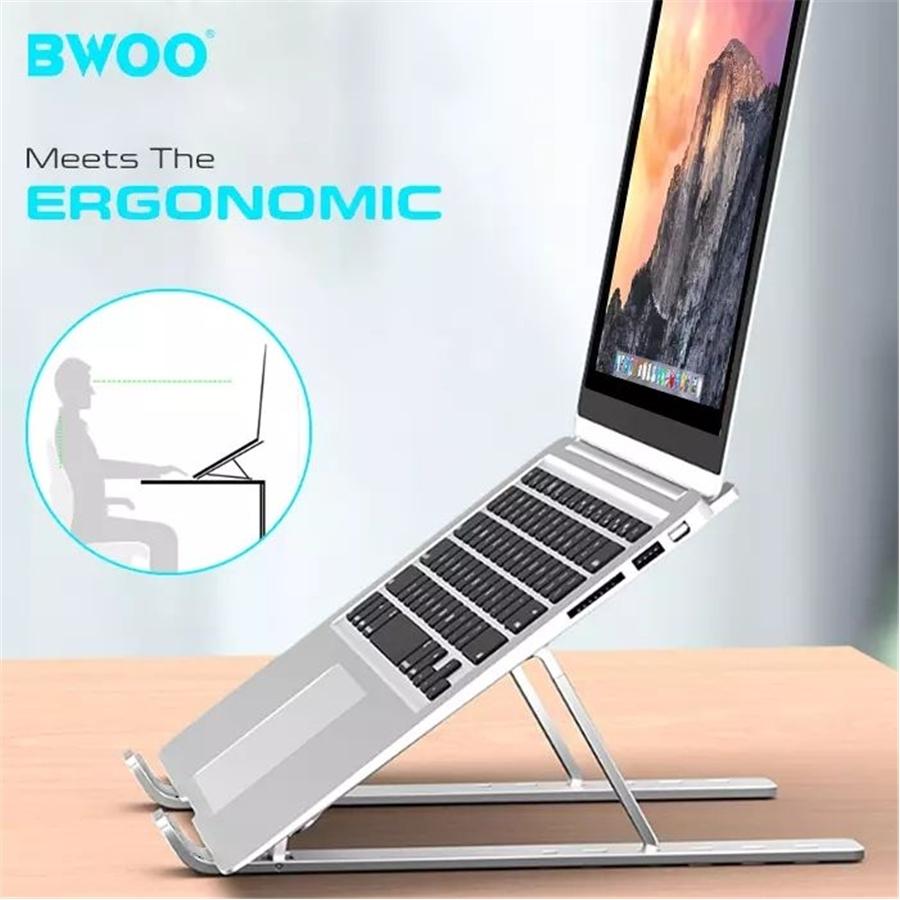 BWOO - Support pour Ordinateur Portable en Alliage d'aluminium, Pliable, Poids Maximum 40kg, Argenté - Simple Boutique