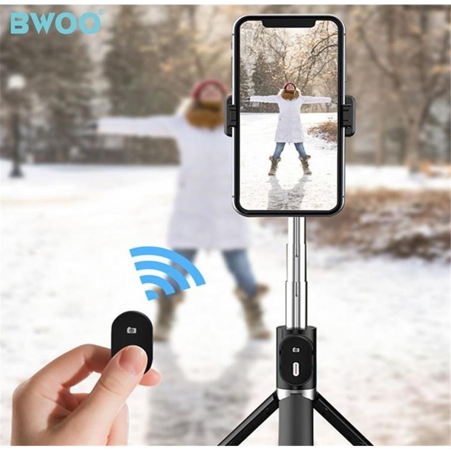 BWOO95 BO-ZP12 Perche pour Selfie avecTrépied pour Téléphone Portable Bluetooth Noir - Simple Boutique