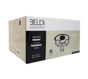 Beldi 1088-SP3 Plafonnier 3 Lumières de la Collection Baltimore, 11 "x 7.9", Noir - Simple Boutique