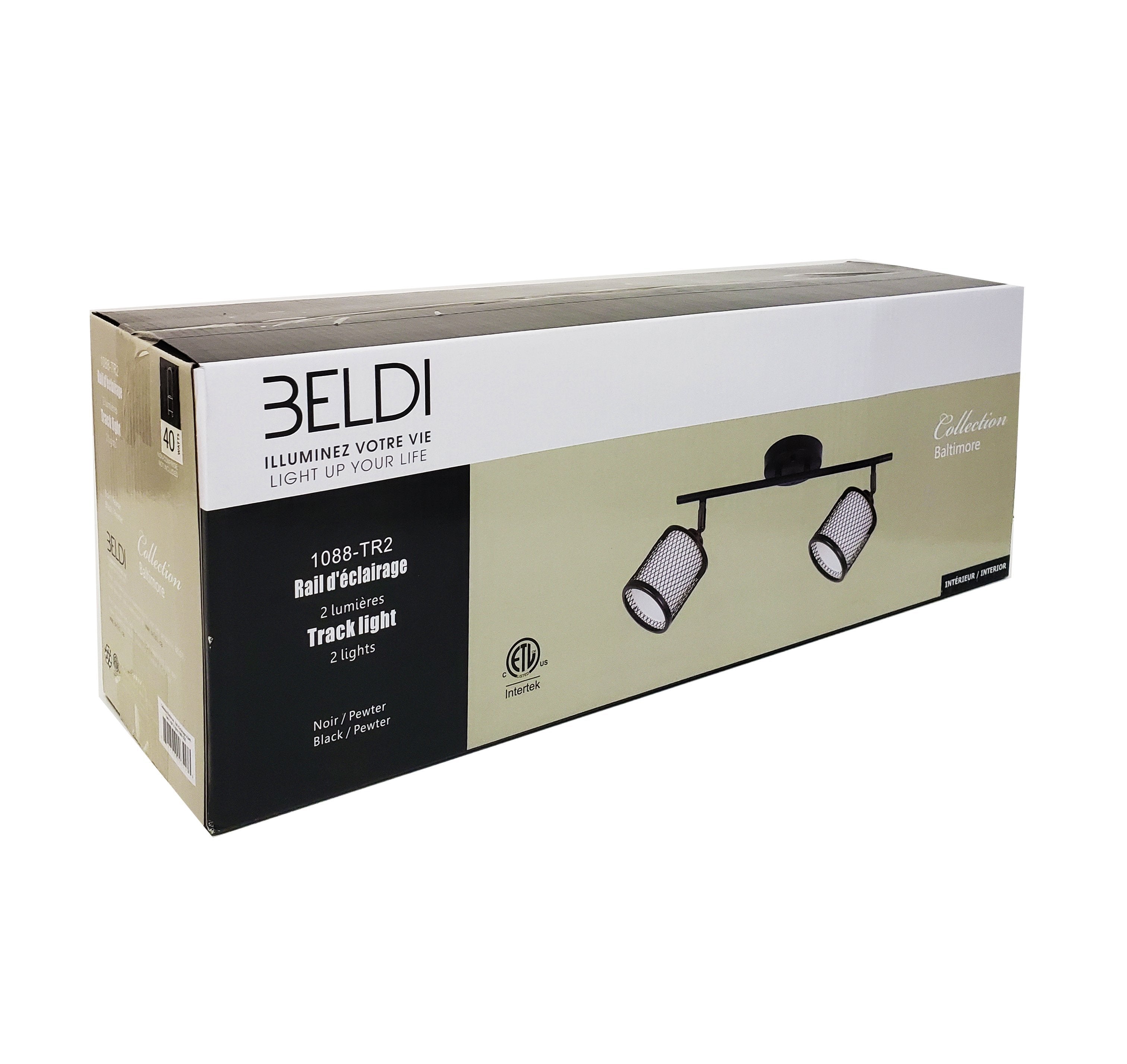 Beldi 1088-TR2 - Rail D'éclairage 2 Lumières de la Collection Baltimore, 17.7'' X 7.9'', Noir - Simple Boutique