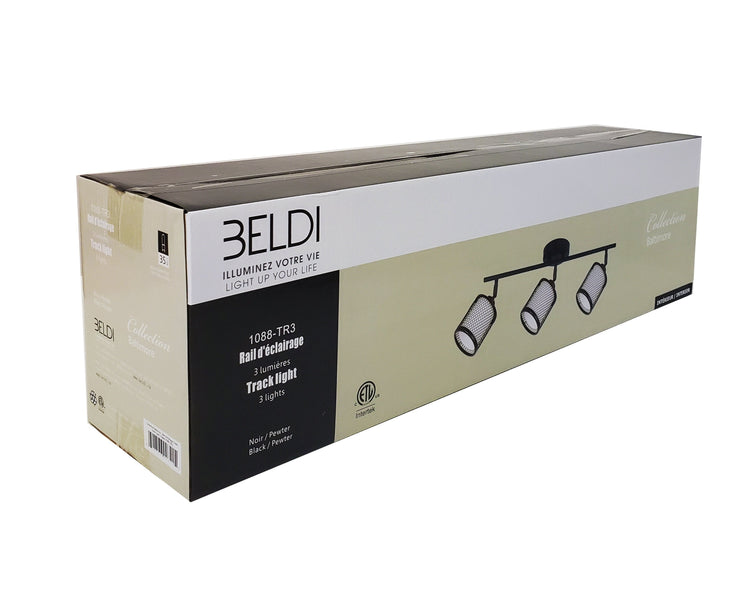 Beldi 1088-TR3 - Rail D'éclairage 3 Lumières de la Collection Baltimore 23''X7.9'', Noir - Simple Boutique