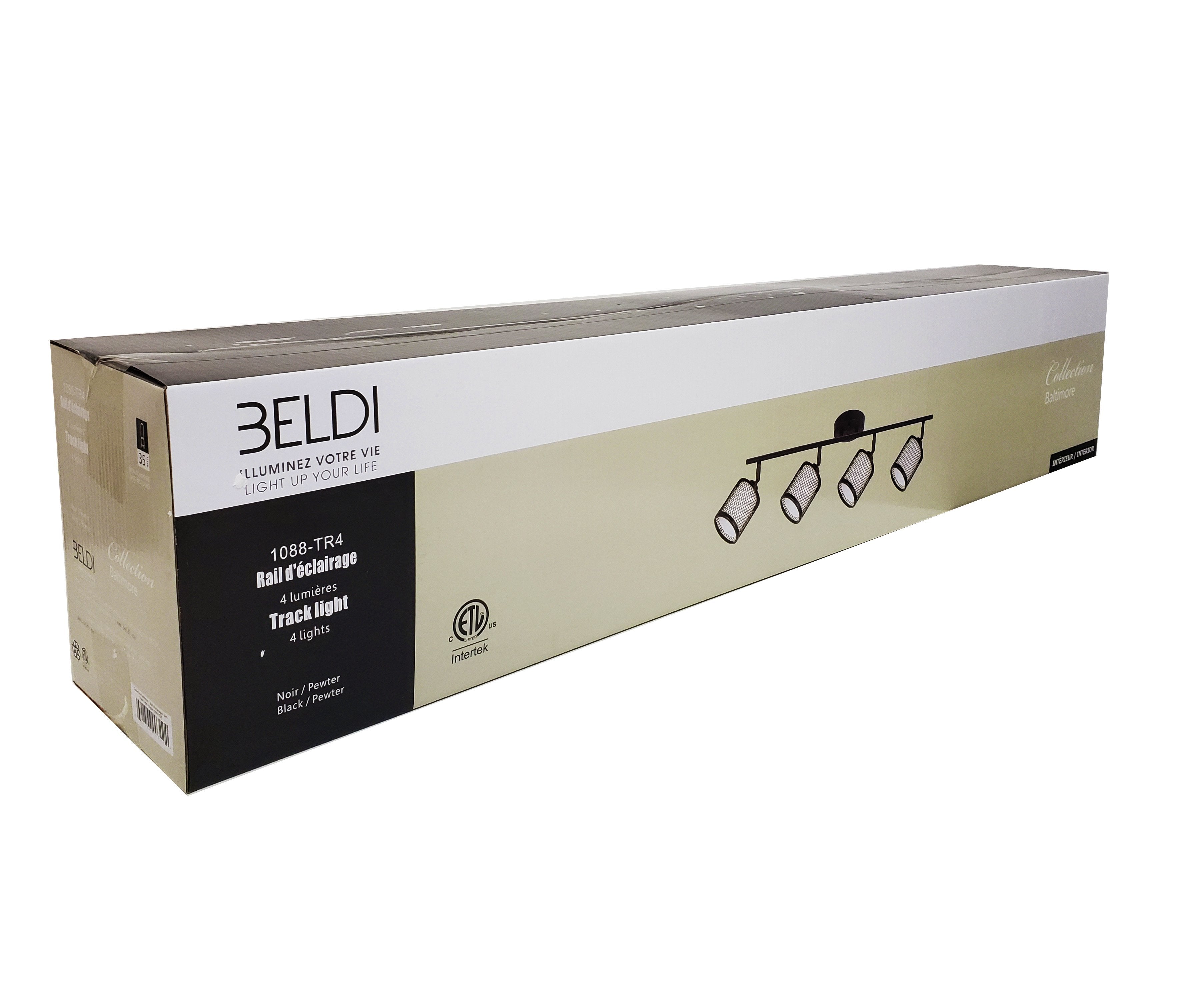 Beldi 1088-TR4 - Rail D'éclairage 4 Lumières de la Collection Baltimore, 32.3'' X 7.9'', Noir - Liquidation Vente Finale - Simple Boutique