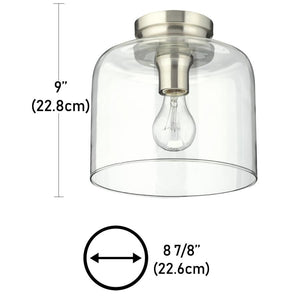 Beldi 21960-C1 Plafonnier en Verre de la Collection Lucan, 9'' x 8 7/8'', Pour Ampoule DEL ou Incandescente, Argenté - Simple Boutique