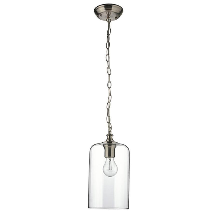 Beldi 21960-H Lampe Suspendue en Verre de la Collection Lucan, 6 1/2'' X 72 3/16'', Pour Ampoule DEL ou Incandescente, Argenté - Liquidation Vente Finale - Simple Boutique