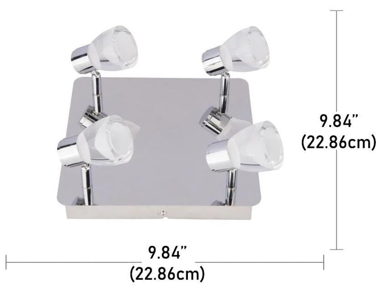 Beldi 26101-C4 - Plafonnier 4 Lumières de la Collection Tasman, 9.84'' X 9.84'' , Argenté - Liquidation Vente Finale - Simple Boutique