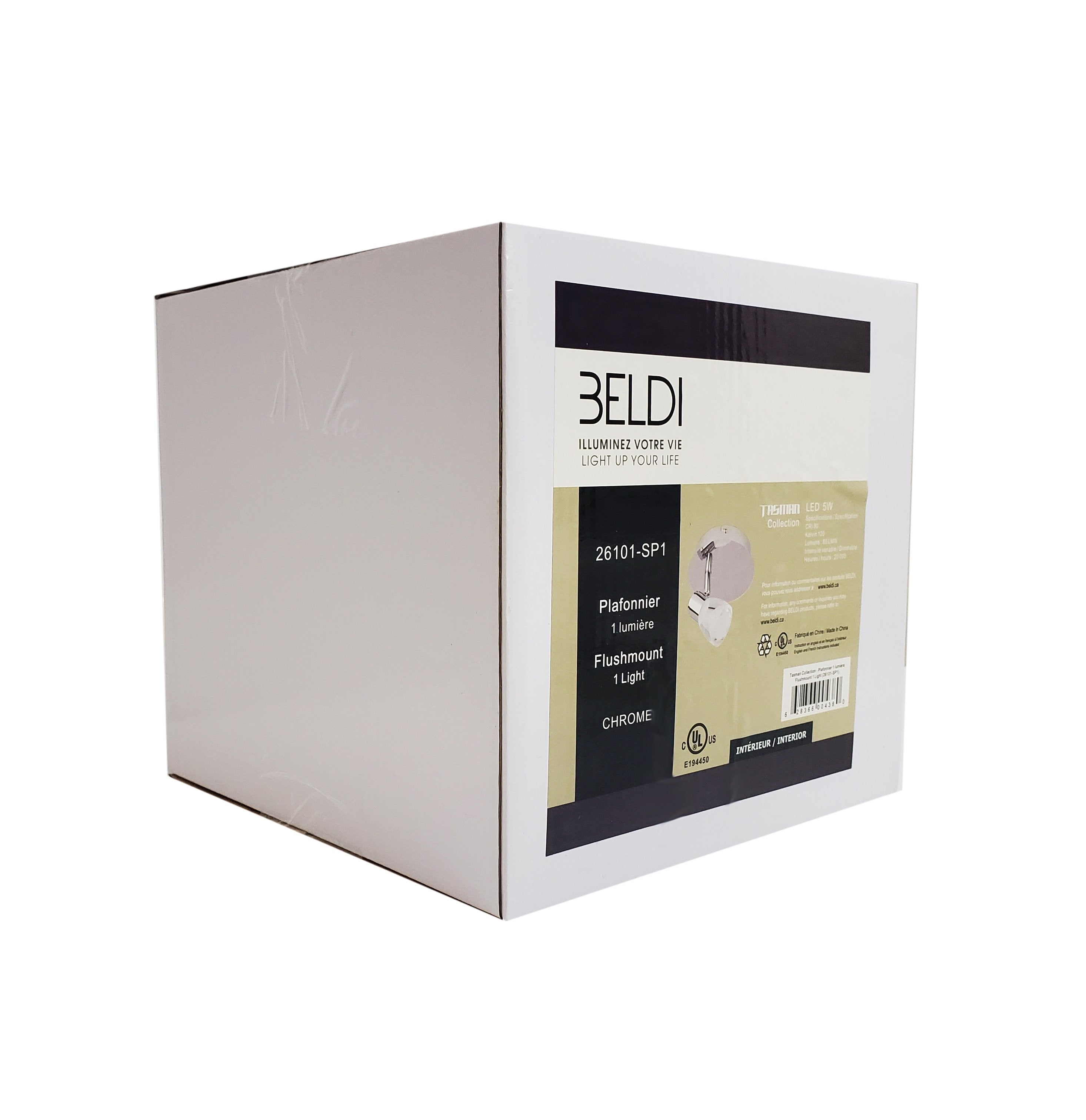 Beldi 26101-SP1 - Plafonnier 1 Tête de la Collection Tasman, 5.5''X5.25'', Argenté - Liquidation Vente Finale - Simple Boutique