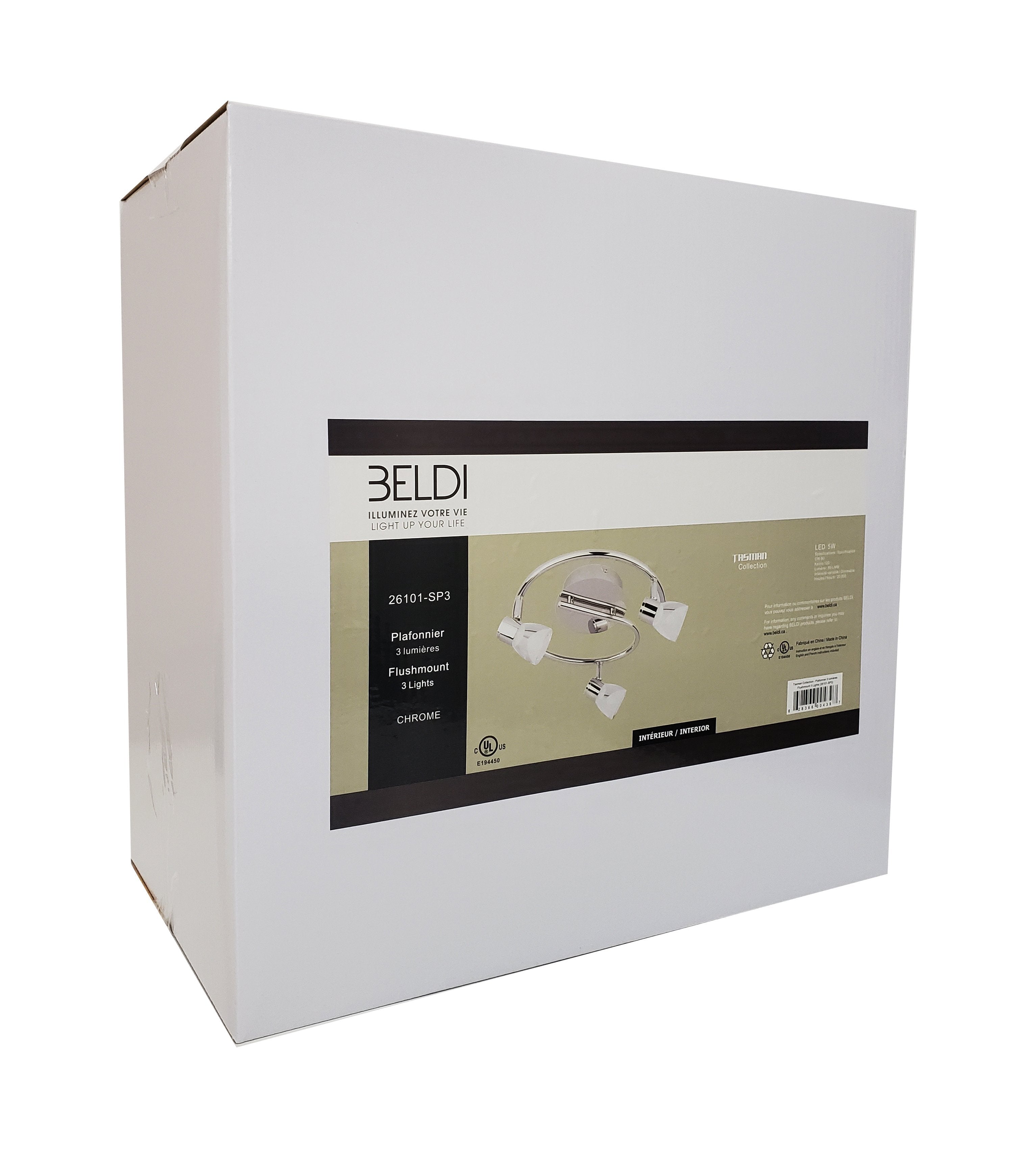 Beldi 26101-SP3 - Plafonnier 3 Têtes de la Collection Tasman, 11.7'' X5.5'', Argenté - Simple Boutique