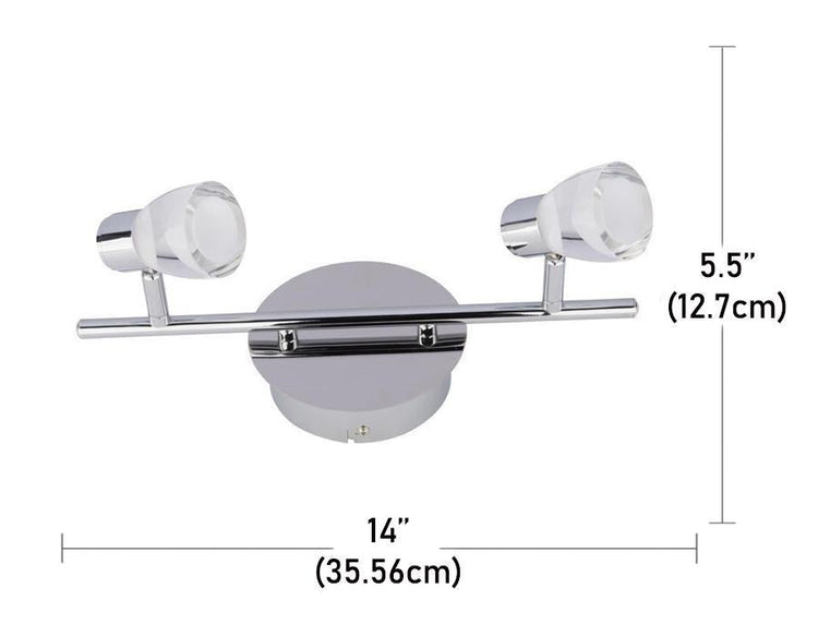 Beldi 26101-TR2 - Rail D'éclairage 2 Lumières de la Collection Tasman, 14'' X 5.5'', Argenté - Simple Boutique
