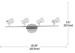 Beldi 26101-TR4 - Rail D'éclairage 4 Lumières de la Collection Tasman, 25.25''X5.5'', Argenté - Liquidation Vente Finale - Simple Boutique