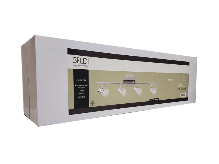 Beldi 26101-TR4 - Rail D'éclairage 4 Lumières de la Collection Tasman, 25.25''X5.5'', Argenté - Liquidation Vente Finale - Simple Boutique