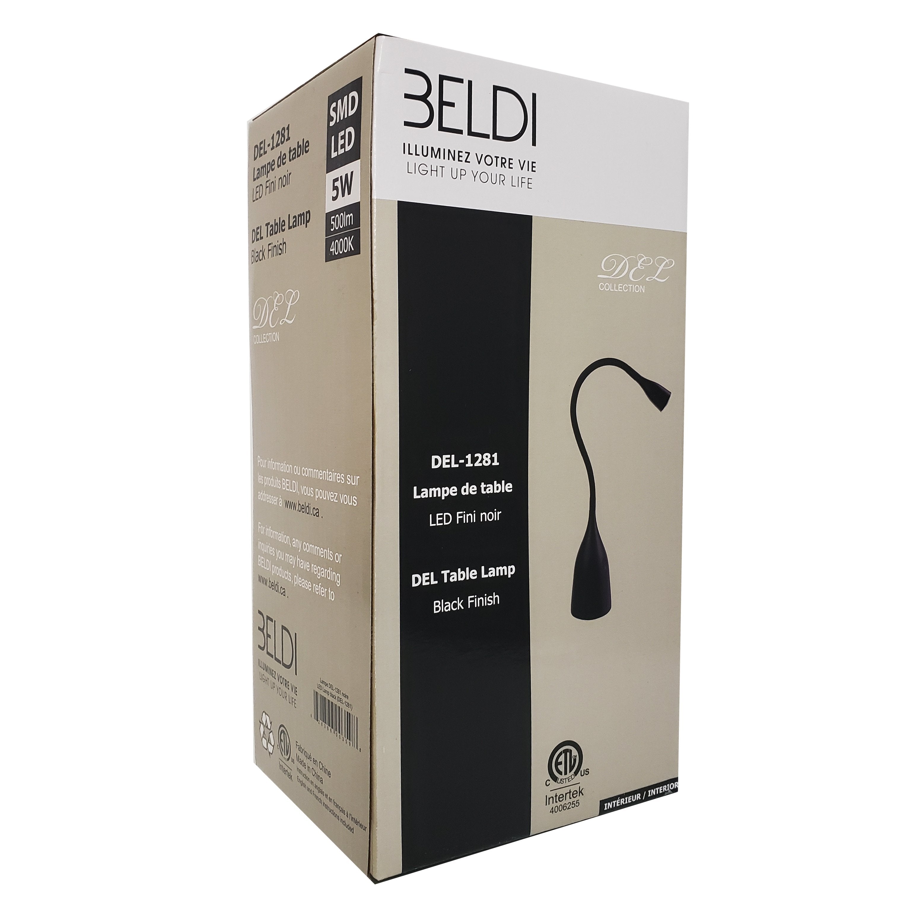 Beldi DEL-1281-B Lampe de Bureau avec Col en Cygne, DEL, 5-Watt, Noir - Simple Boutique