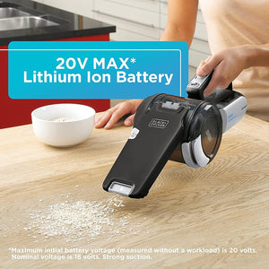 Black + Decker - Aspirateur à Main Pivotant, Sans Fil avec Batterie au Lithium 20V, Gris - Simple Boutique