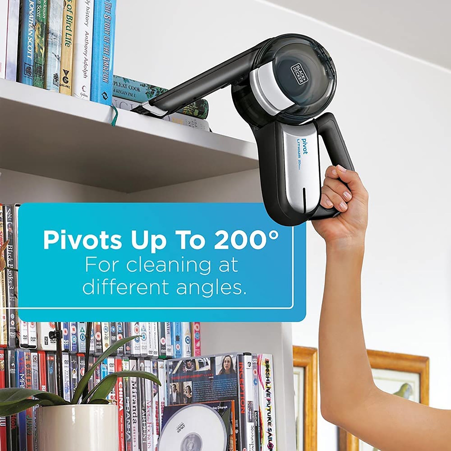 Black + Decker - Aspirateur à Main Pivotant, Sans Fil avec Batterie au Lithium 20V, Gris - Simple Boutique