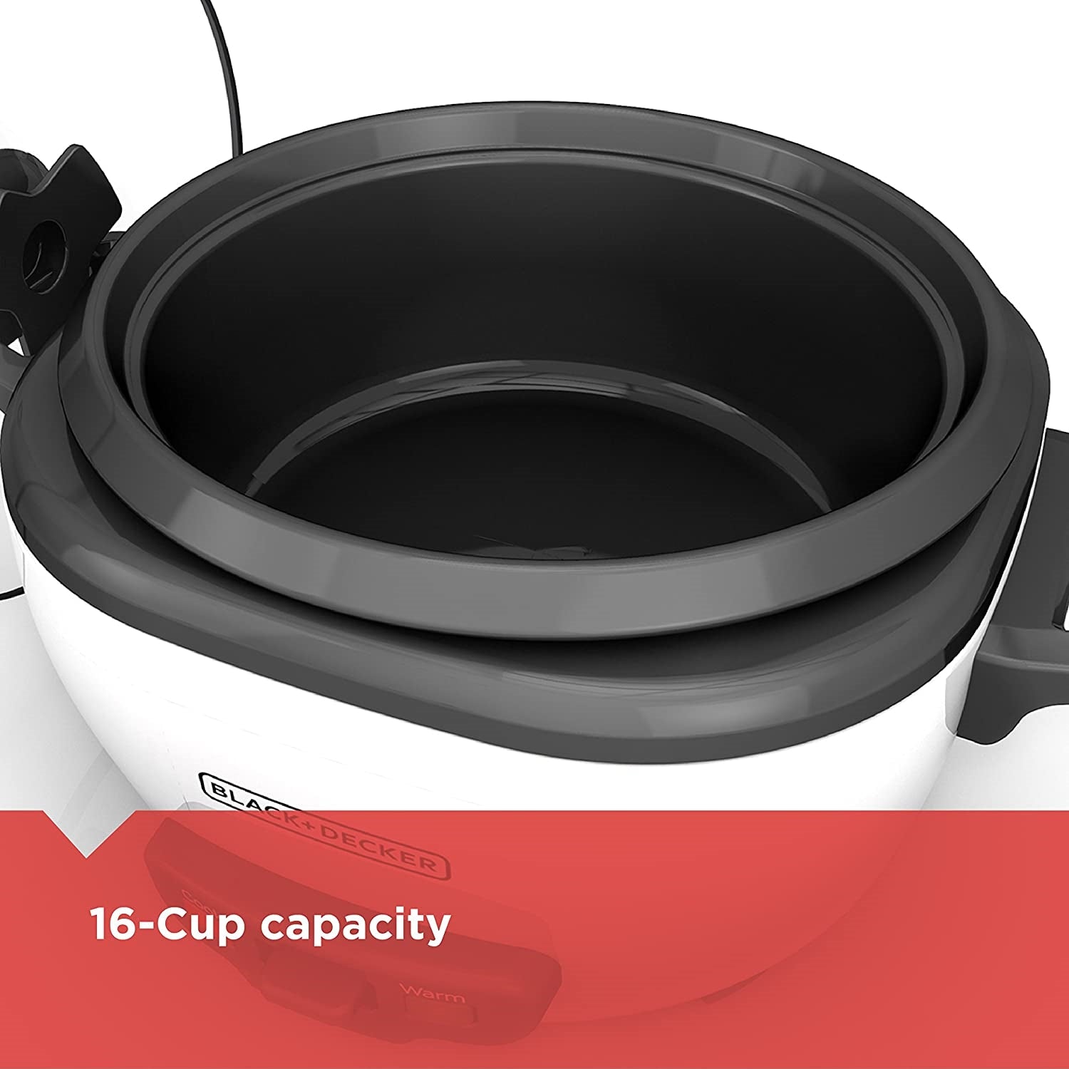 Black + Decker - Cuiseur à Riz et Cuiseur à Vapeur Antiadhésif, Capactié de 16 Tasses, Blanc - Simple Boutique