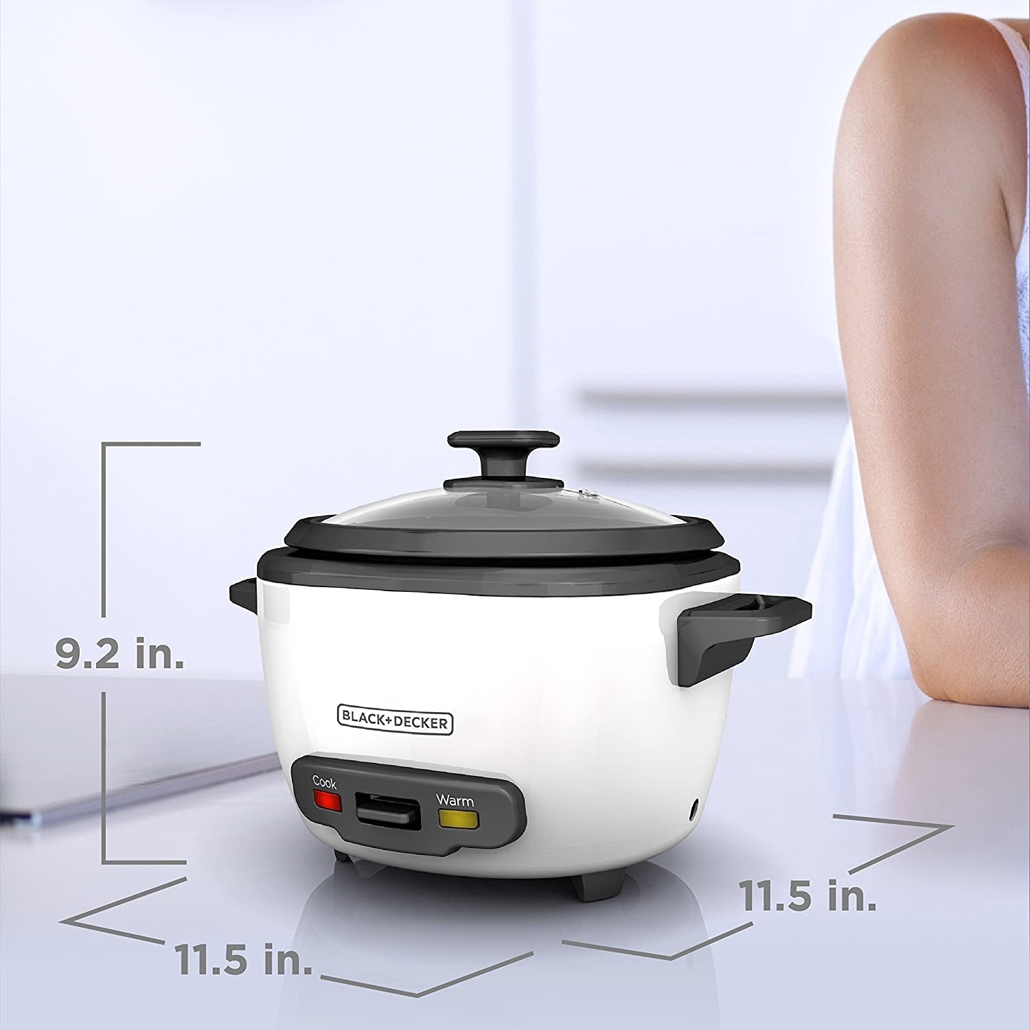 Black + Decker - Cuiseur à Riz et Cuiseur à Vapeur Antiadhésif, Capactié de 16 Tasses, Blanc - Simple Boutique