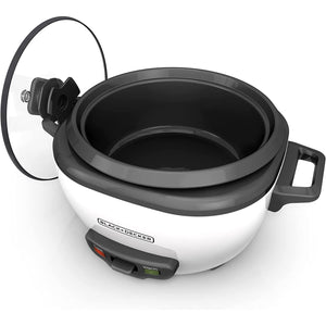 Black + Decker - Cuiseur à Riz/Cuiseur à Vapeur, Capacité de 6 Tasses, Bol Antiadhésif, Blanc - Simple Boutique