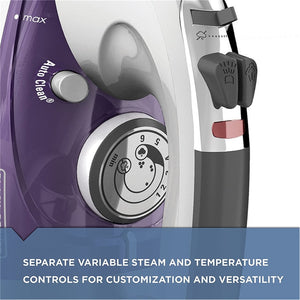 Black + Decker - Fer à Repasser avec Semelle Antiadhésive, Système d'arrêt Automatique, Mauve - Simple Boutique