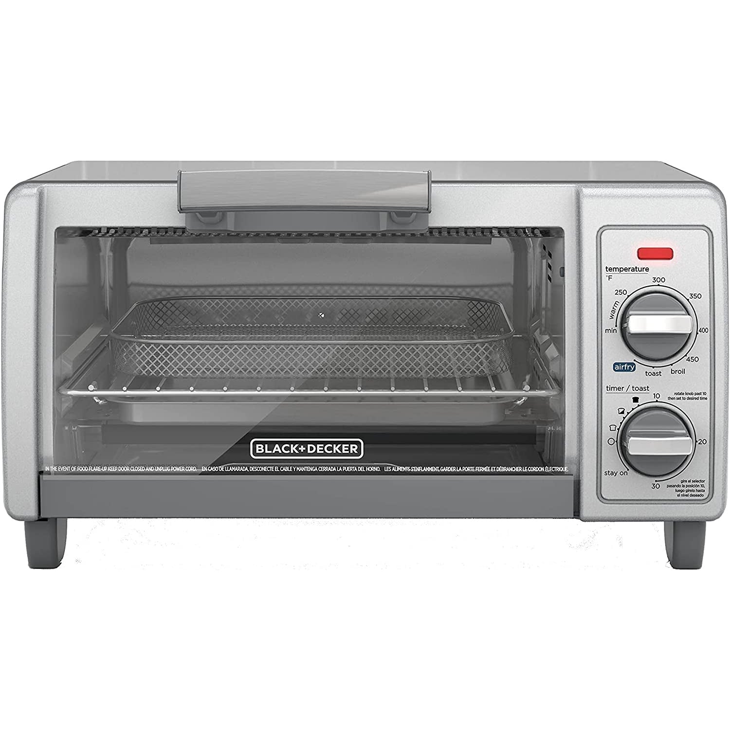 Black + Decker - Four-Grille Pain Air-Fry, Capacité de 4 Tranches, Minuterie de 30 Minute, Acier Inoxydable - Simple Boutique