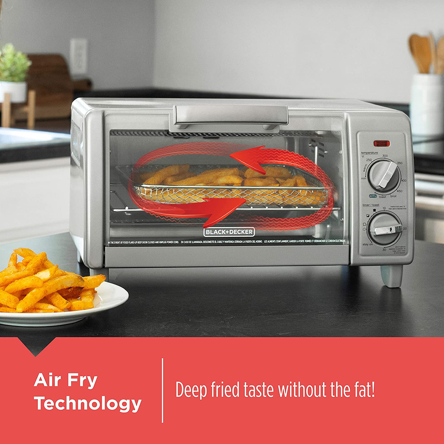 Black + Decker - Four-Grille Pain Air-Fry, Capacité de 4 Tranches, Minuterie de 30 Minute, Acier Inoxydable - Simple Boutique