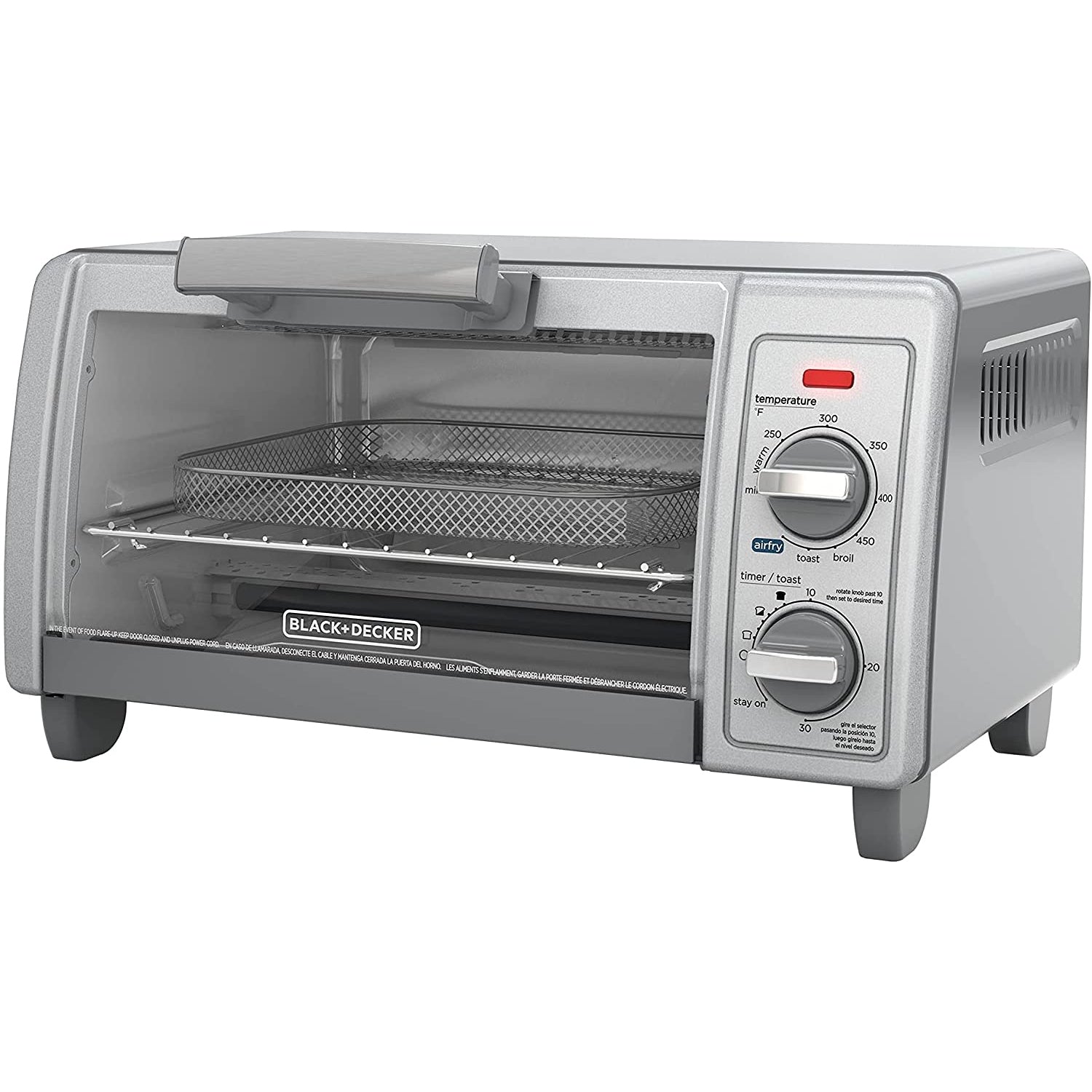 Black + Decker - Four-Grille Pain Air-Fry, Capacité de 4 Tranches, Minuterie de 30 Minute, Acier Inoxydable - Simple Boutique