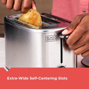Black + Decker - Grille-Pain à 2 Tranches avec Fentes Large, Acier Inoxydable - Simple Boutique