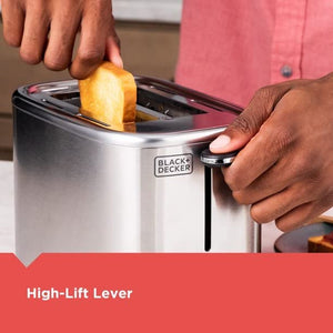 Black + Decker - Grille-Pain à 2 Tranches avec Fentes Large, Acier Inoxydable - Simple Boutique