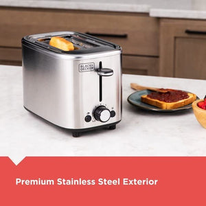 Black + Decker - Grille-Pain à 2 Tranches avec Fentes Large, Acier Inoxydable - Simple Boutique