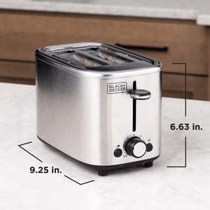 Black + Decker - Grille-Pain à 2 Tranches avec Fentes Large, Acier Inoxydable - Simple Boutique