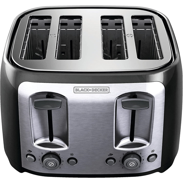 Black + Decker - Grille-Pain à 4 Tranche Extra Large, 1400 Watts, Noir - Simple Boutique