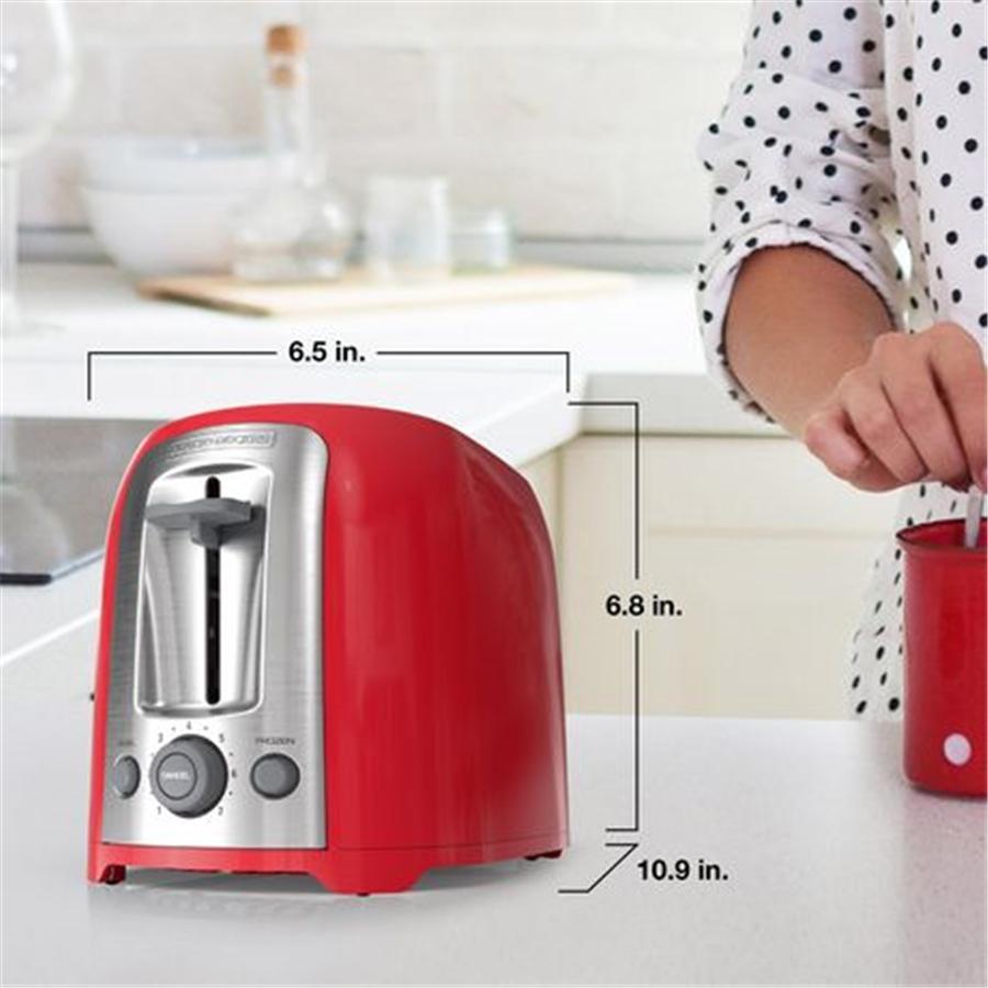Black + Decker TR1278TRMC Grille-Pain à 2 Tranches Ultra-Large, Rouge - Simple Boutique