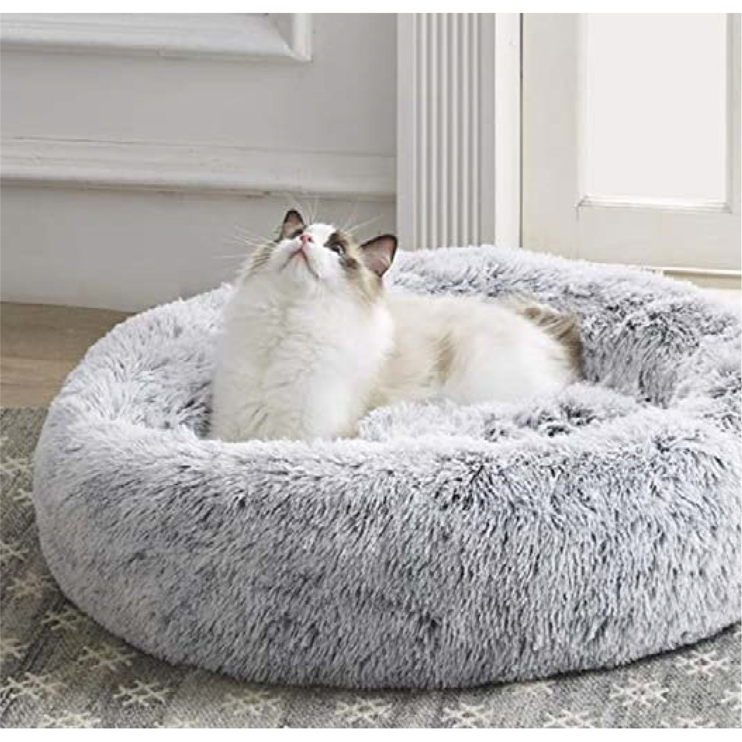 Blu Sleep - Lit pour Animaux de Compagnie Ceramo en Mousse Respirante et Refroidissante , Grandeur Large, Fourrure Grise - Simple Boutique
