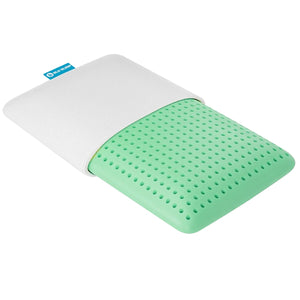 Blu Sleep - Oreiller en Mousse Mémoire Bio Aloe avec Housse, Infusé d'aloès, Grandeur Standard Profil Bas - Simple Boutique