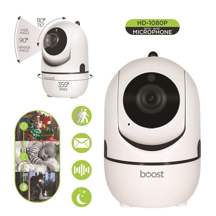 Boost BSMC790 Caméra de Sécurité HD1080P Wi-Fi Avec Suivie Automatique Blanc - Simple Boutique