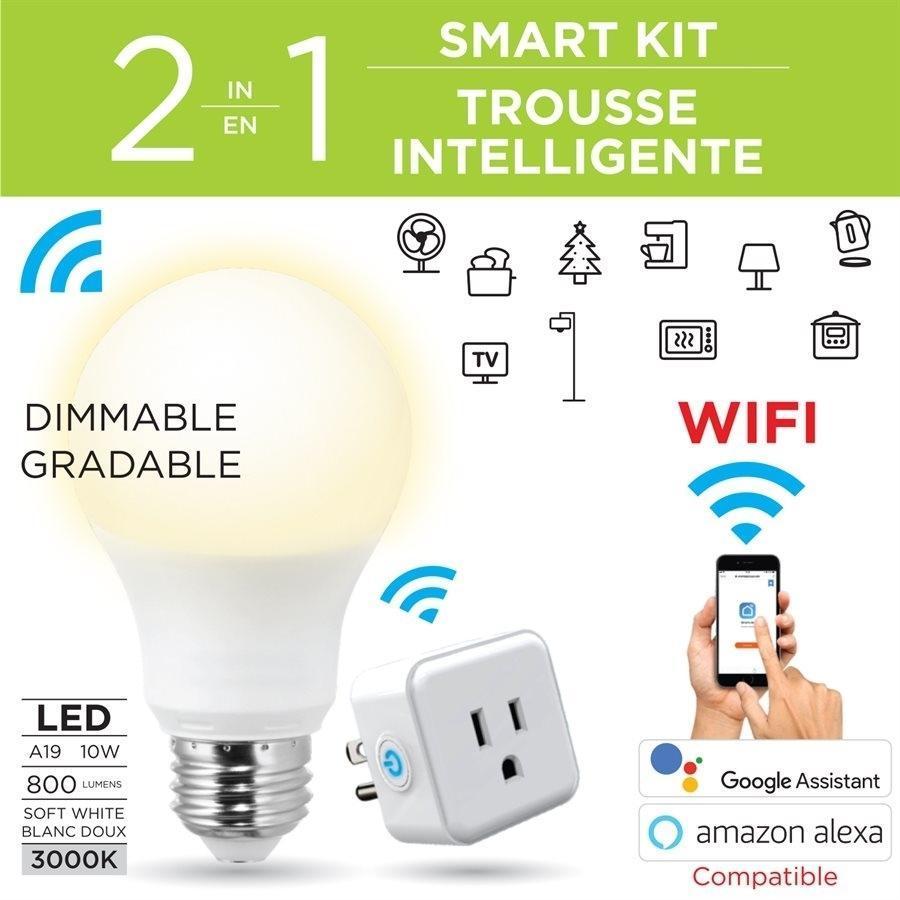 Boost BSMK220 Trousse Intelligente Smart Wi-Fi 1 Ampoules Gradable + 1 Prise intelligente Blanc - Simple Boutique