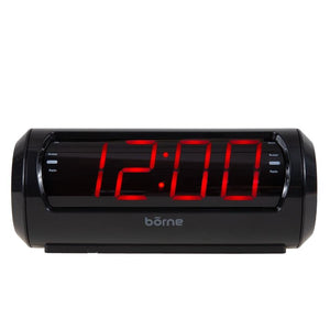 Borne - Radio-Réveil AM/FM avec Affichage Numérique Grand Format, Deux Alarmes, Noir - Simple Boutique