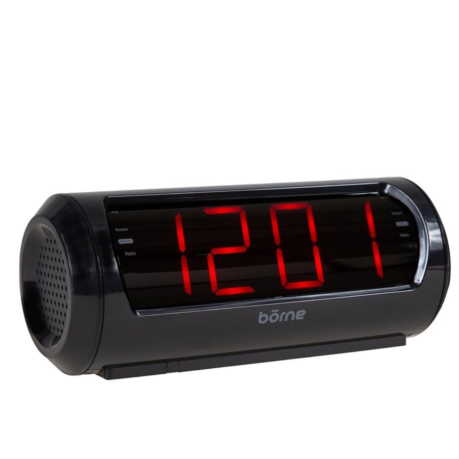 Borne - Radio-Réveil AM/FM avec Affichage Numérique Grand Format, Deux Alarmes, Noir - Simple Boutique